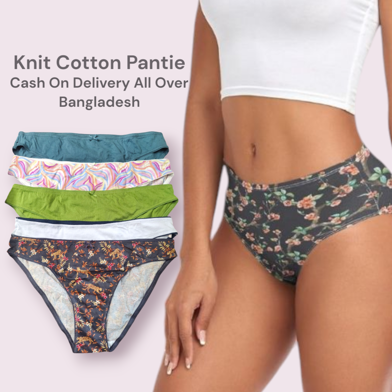 Ladies Assorted 5pcs Pack Bikini Cut Cotton Regular Use Pantie