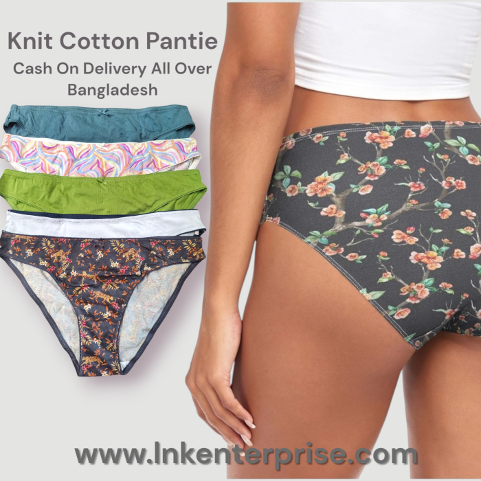 Ladies Assorted 5pcs Pack Bikini Cut Cotton Regular Use Pantie - Image 3