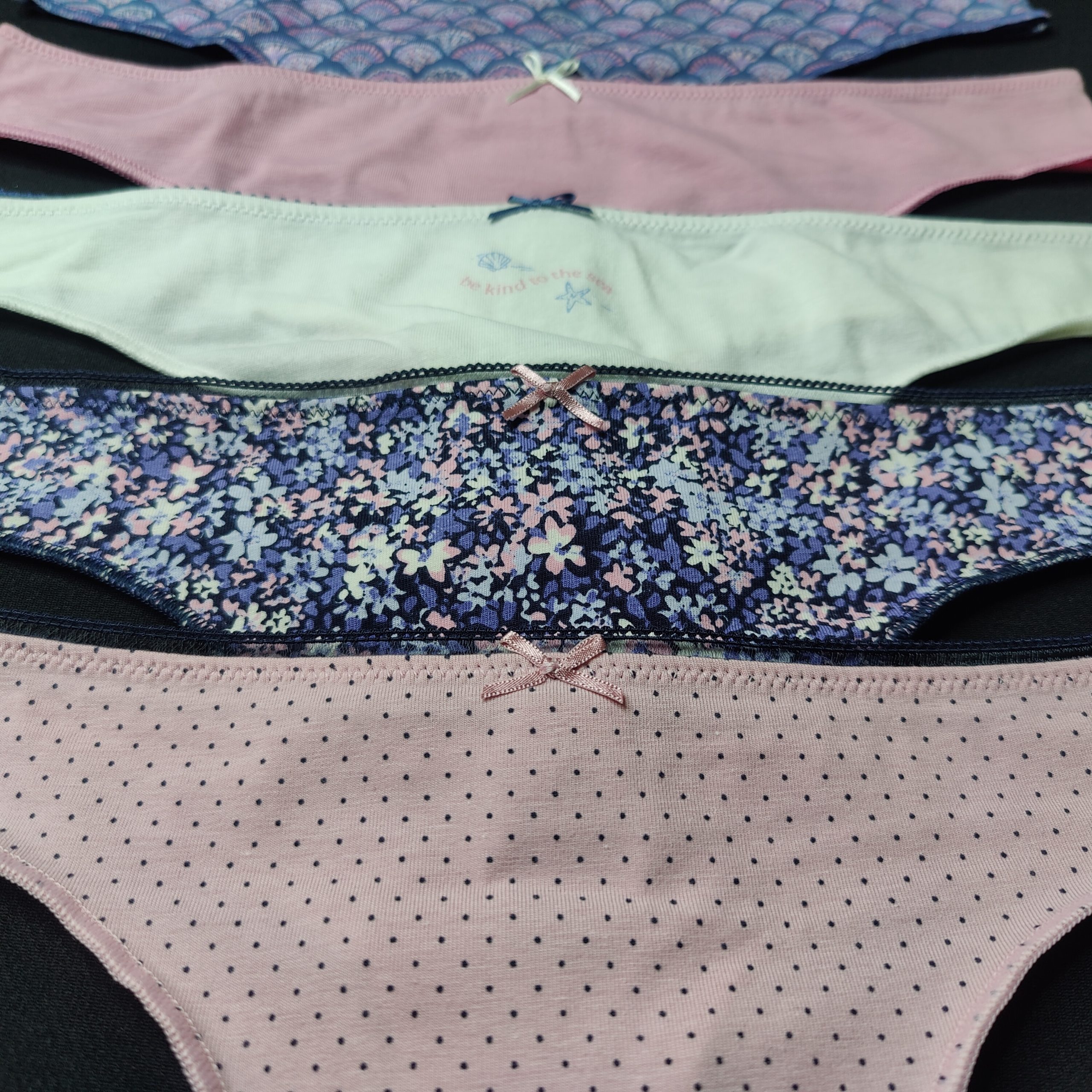 5pcs Pack Assorted Combo Women's printed nit cotton Thong Panties - Image 11