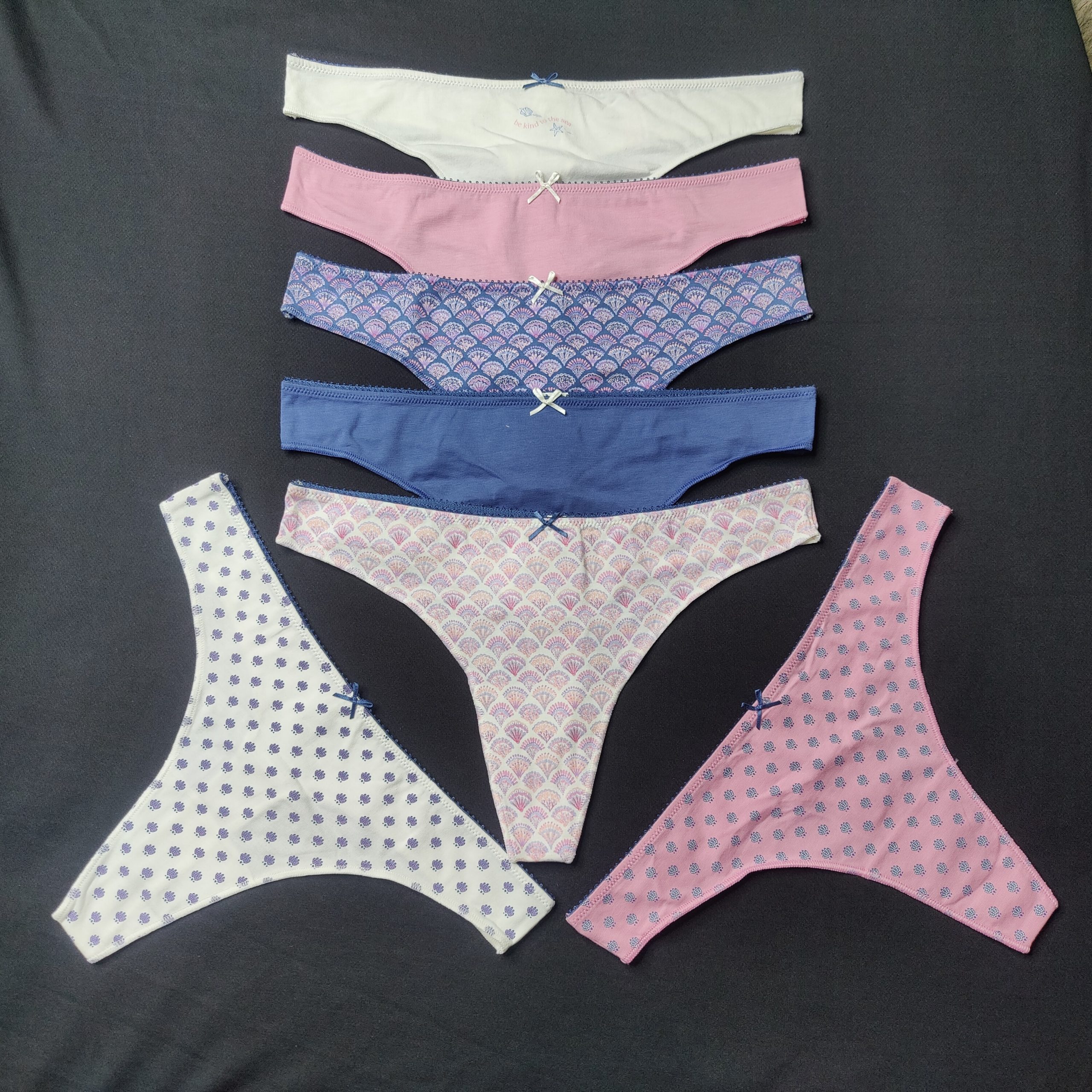 5pcs Pack Assorted Combo Women's printed nit cotton Thong Panties - Image 5