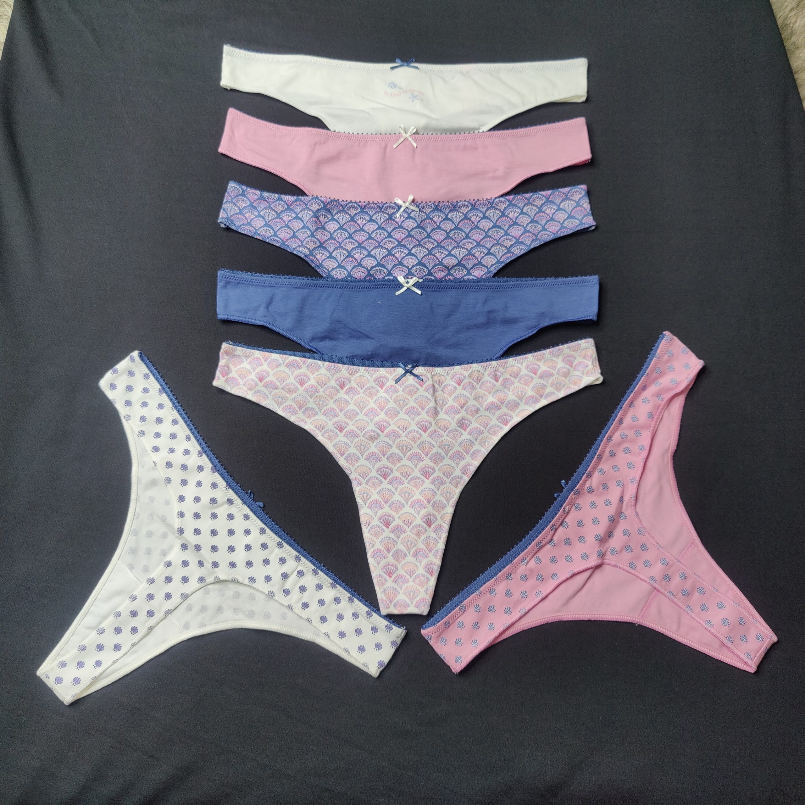 5pcs Pack Assorted Combo Women's printed nit cotton Thong Panties - Image 3