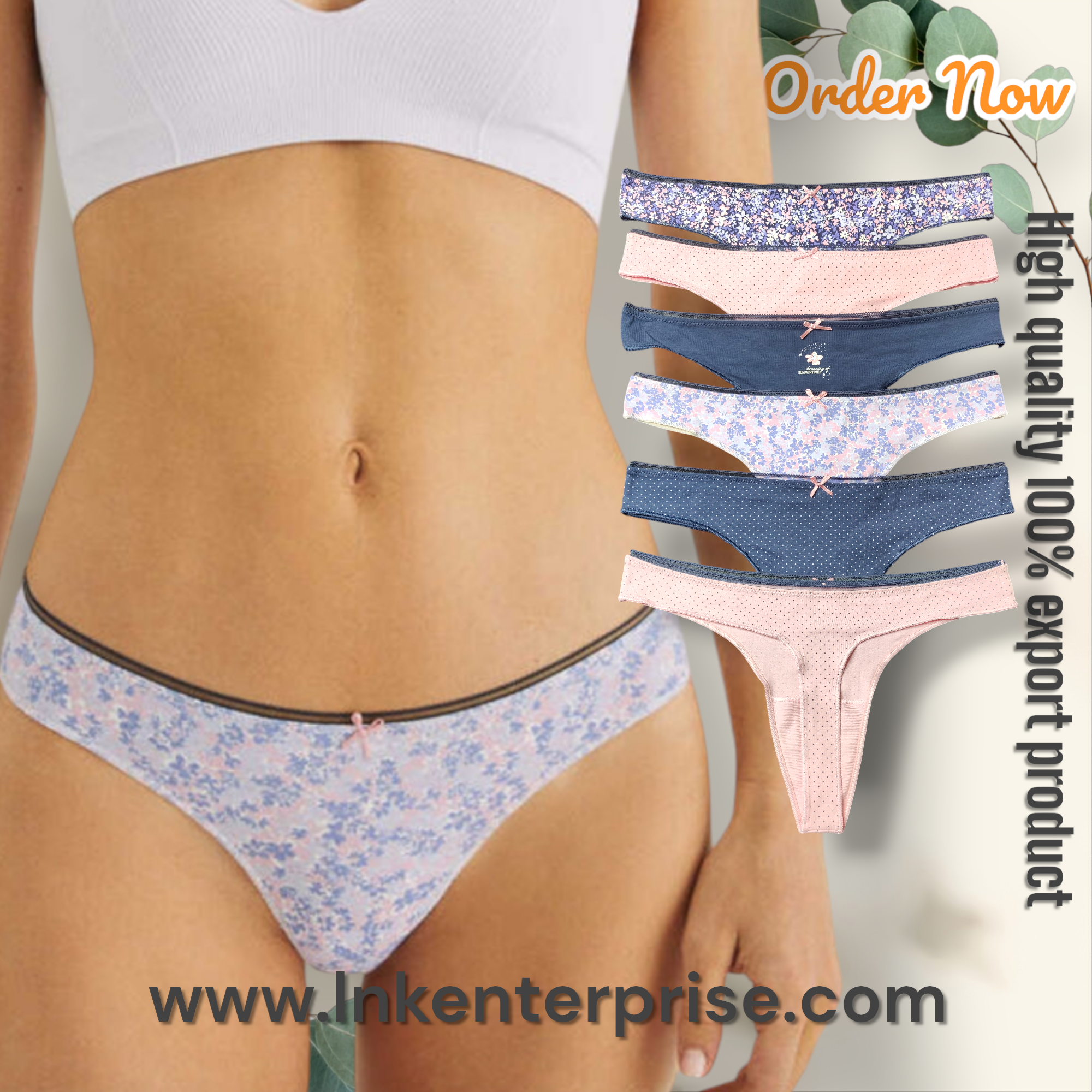 5pcs Pack Assorted Combo Women's printed nit cotton Thong Panties