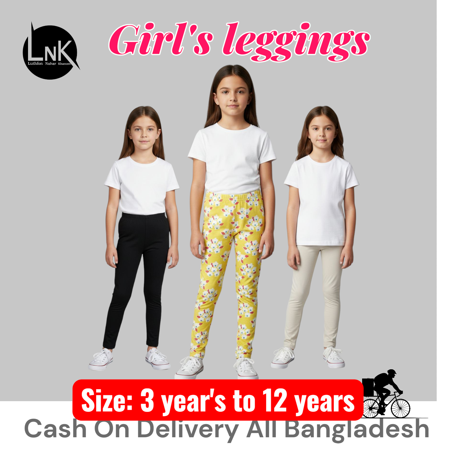 8pcs Assorted solid and printed leggings for girls 2yr to 12yr - Image 3