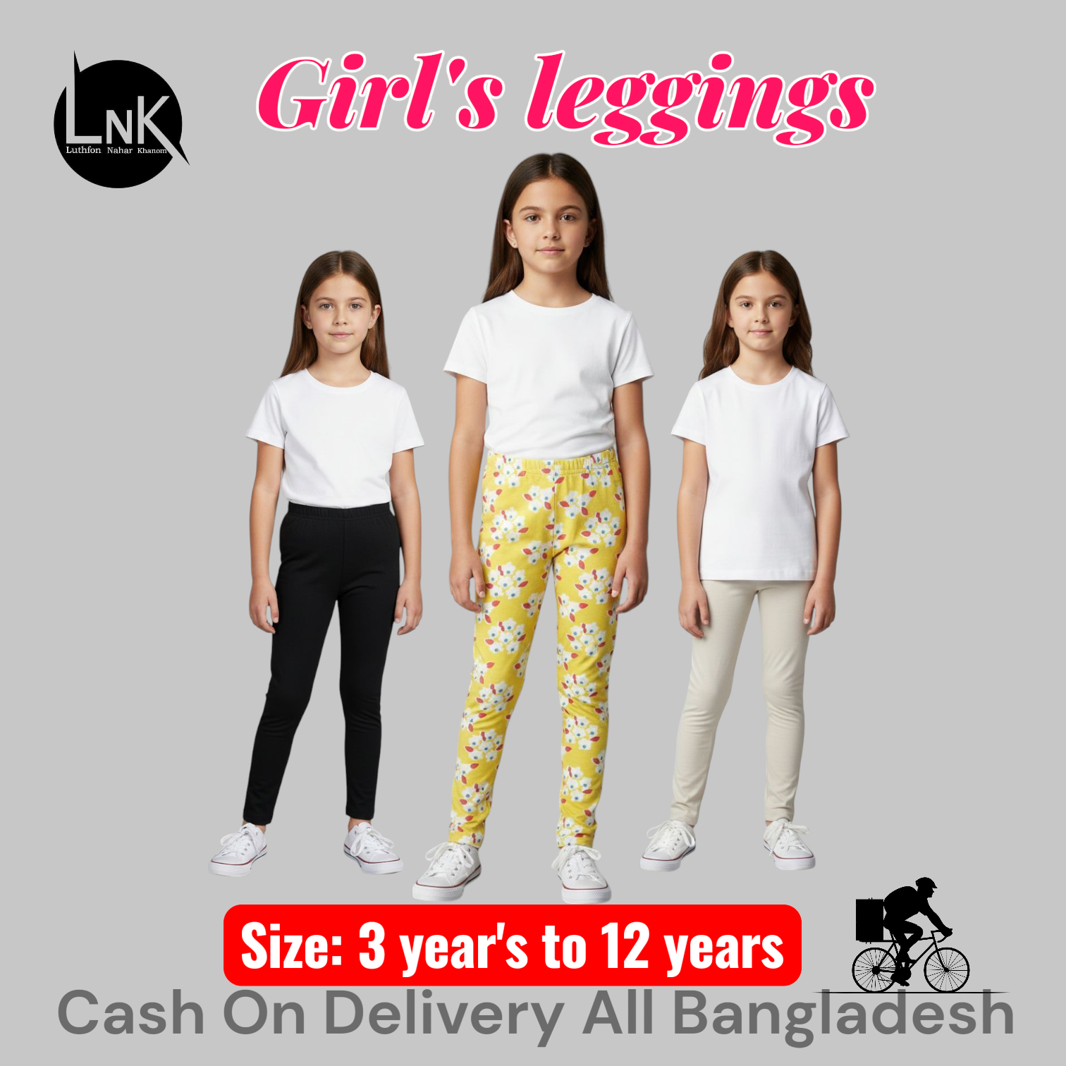 8pcs Assorted solid and printed leggings for girls 2yr to 12yr - Image 4