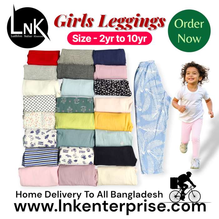 5pcs Assorted solid and printed leggings for girls 2yr to 6yr - Image 3