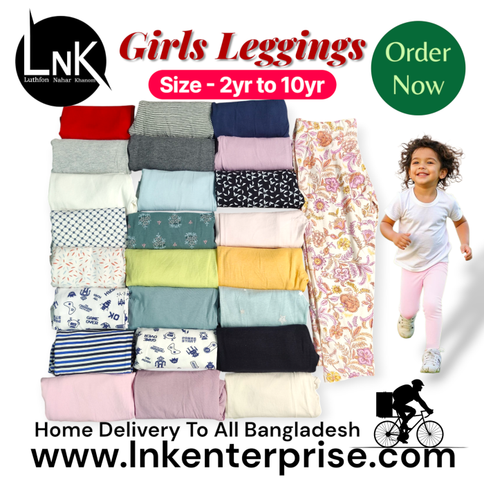 5pcs Assorted solid and printed leggings for girls 2yr to 6yr - Image 4