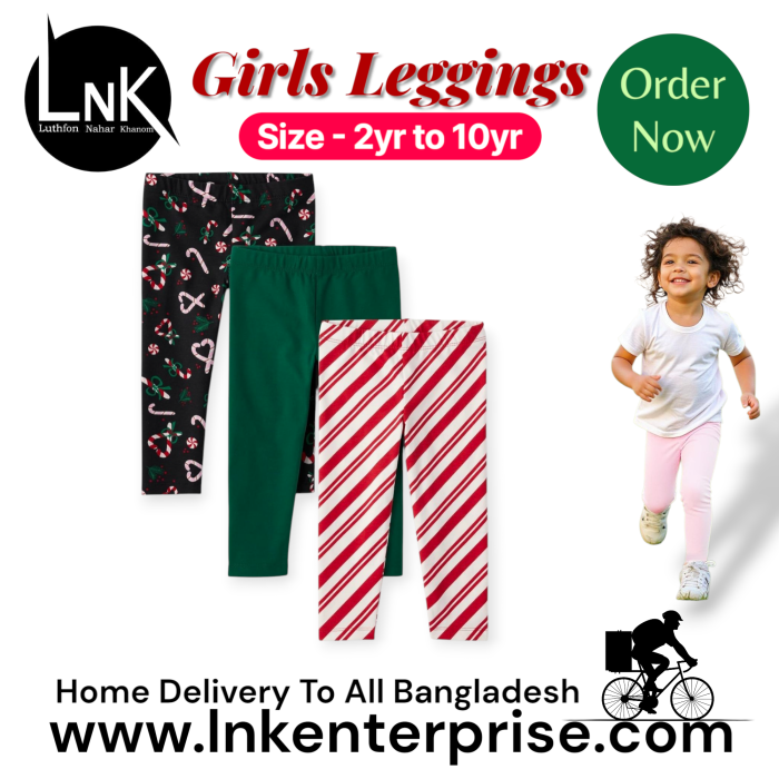 5pcs Assorted solid and printed leggings for girls 2yr to 6yr - Image 6