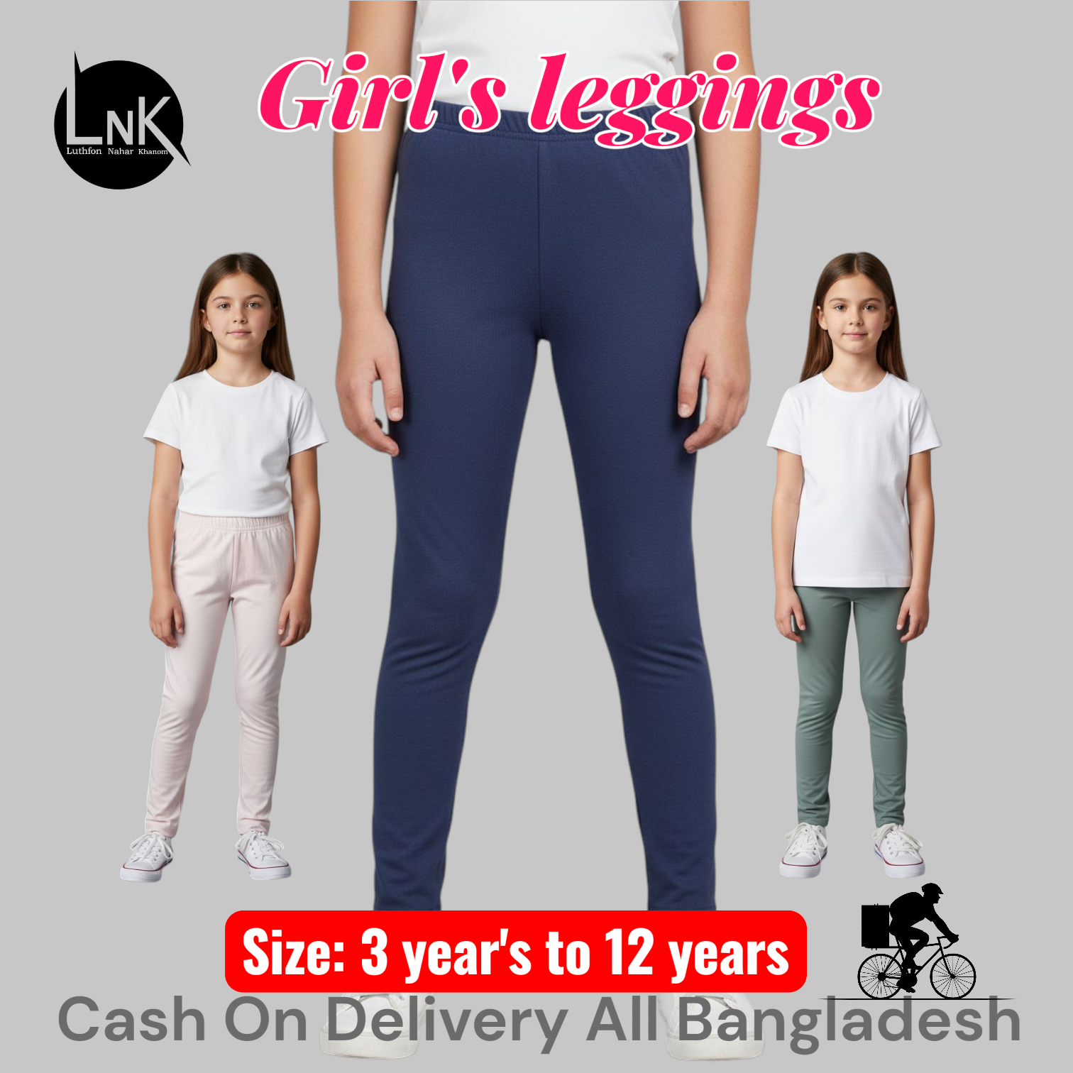 8pcs Assorted solid and printed leggings for girls 2yr to 12yr - Image 4